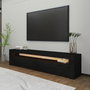 Hanah Home Soporte para TV Batı - Wood Black con Luces LED